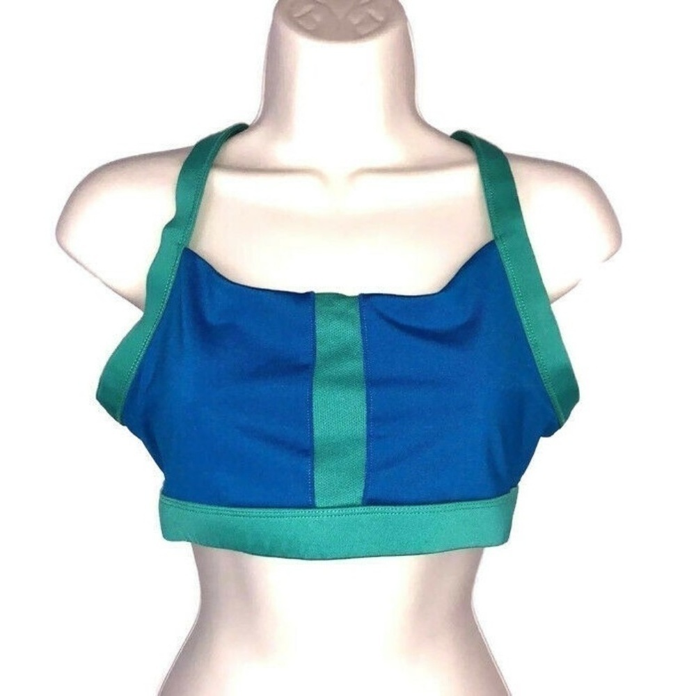Champion Women's L Large Sportsbra DuoDri Racerback Low Impact Green Blue